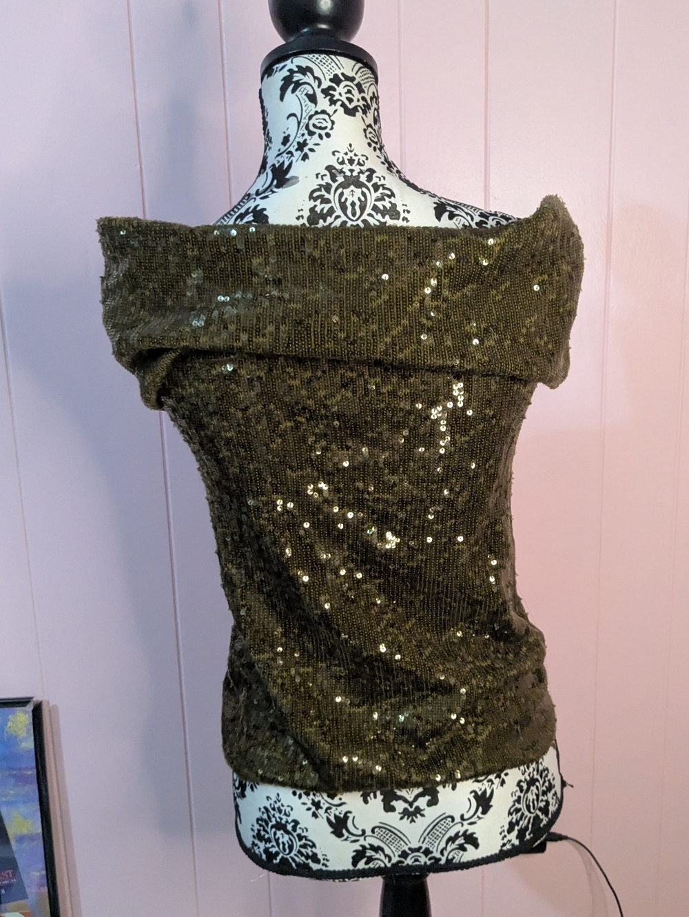 off the shoulder sequin cashmere top - Picture 5 of 7